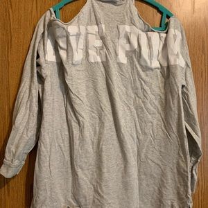 Pink top cold shoulder long sleeve